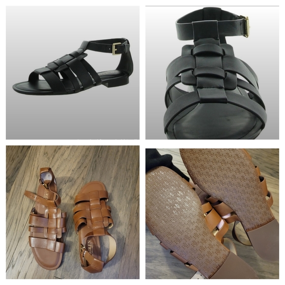 Ralph Lauren Womens Black Ankle Strap Sandals Size 9 - Picture 1 of 8